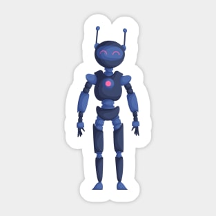 Cute girl robot dark blue Sticker